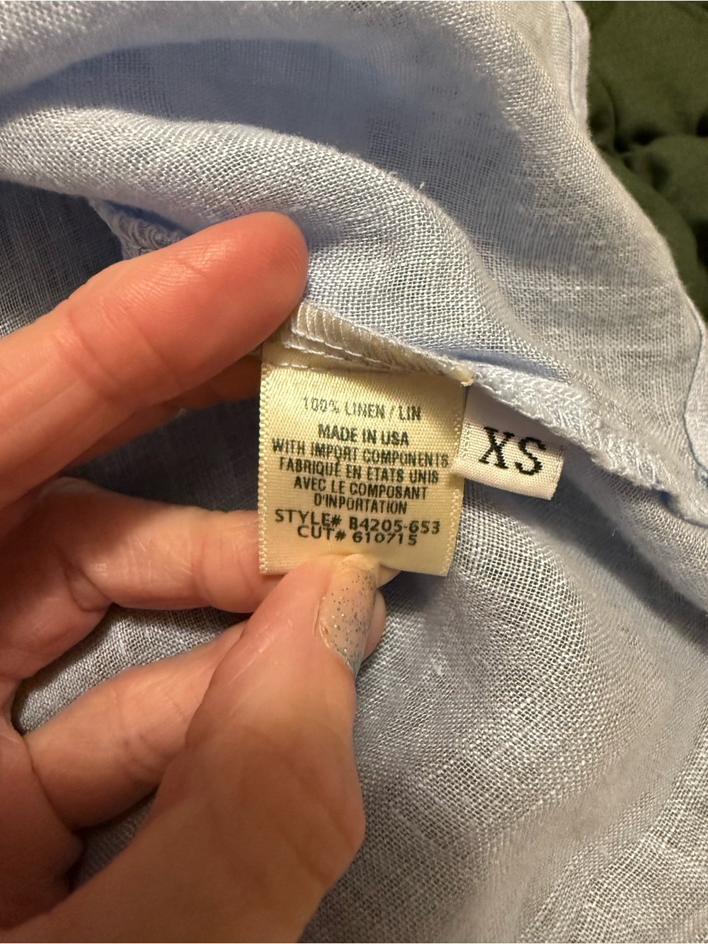 Bella Dahl Pale Blue 100% Linen Ruffle Sleeve Button Down Shirt - Picture 4 of 5